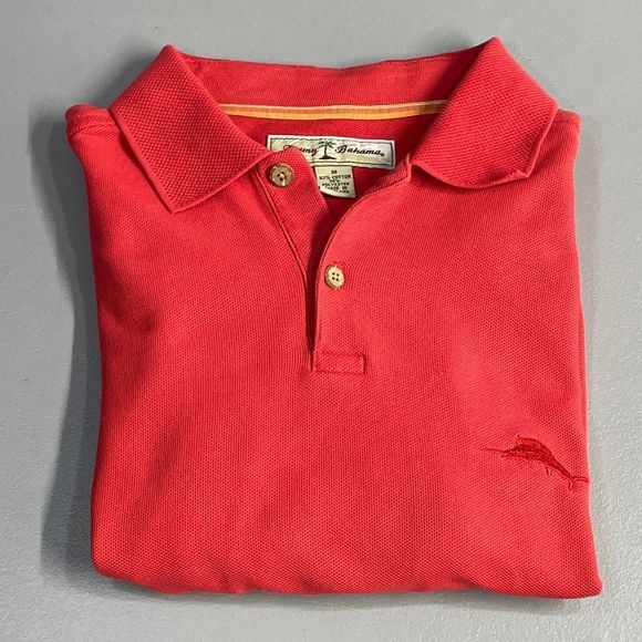 Tommy Bahama Reddish Orange Men's Size M Short Sleeve Polo Shirt - Picture 3 of 12